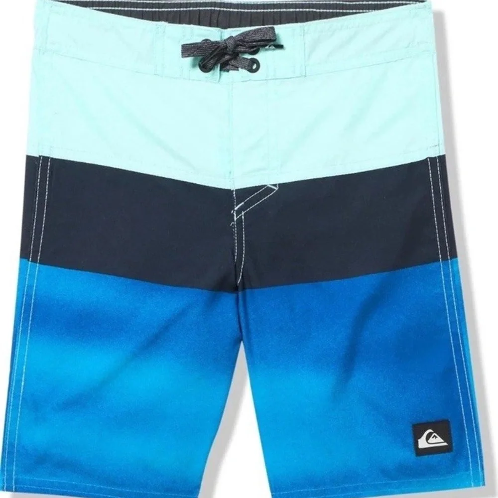 Quiksilver Boardshorts‎ Youth Size 29 Swim Trunks Blue Pocket & Drawstring NWT